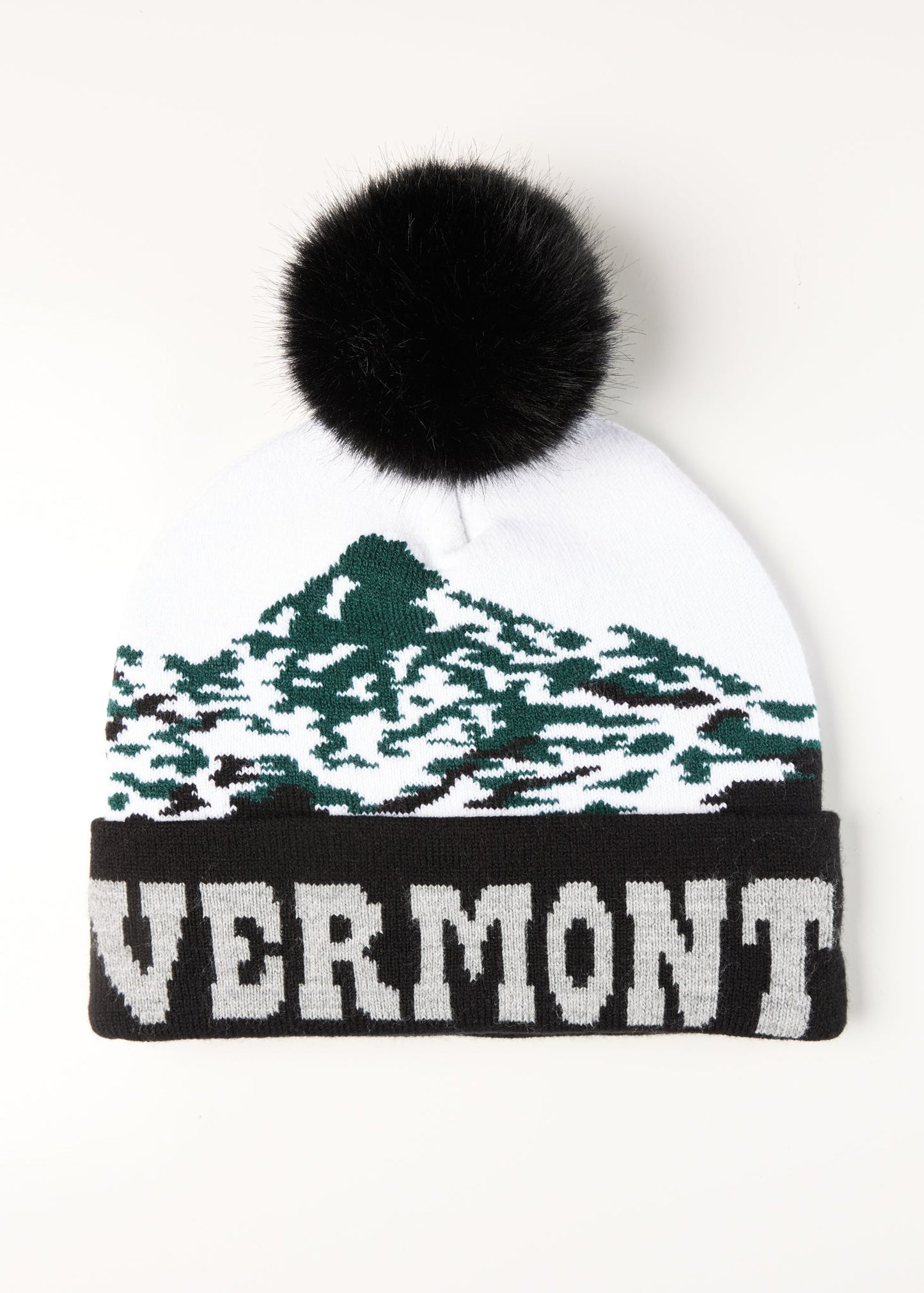 Vermont Cuffed Faux Fur Pom Beanie