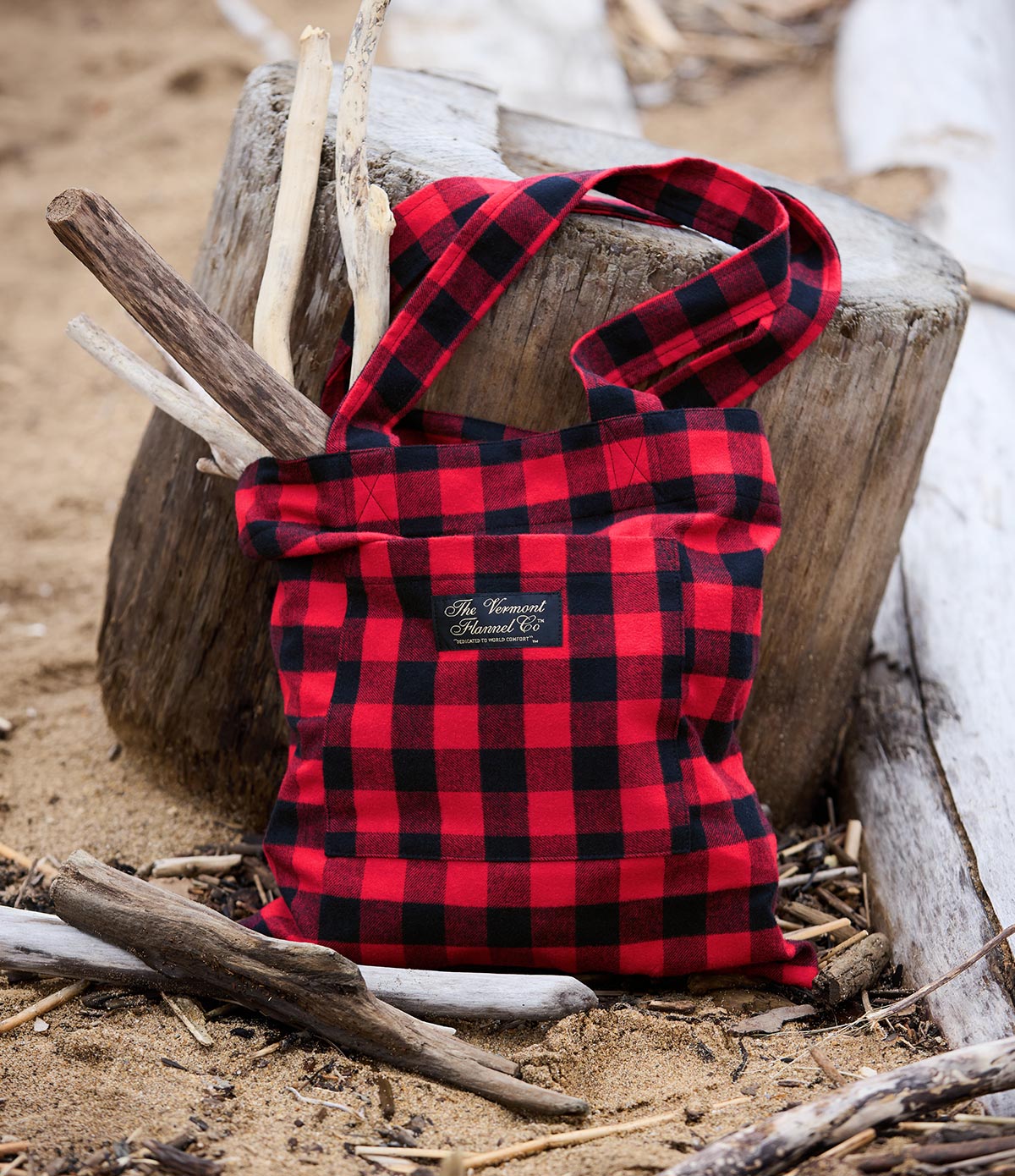 Flannel Tote Bag - Red Buffalo