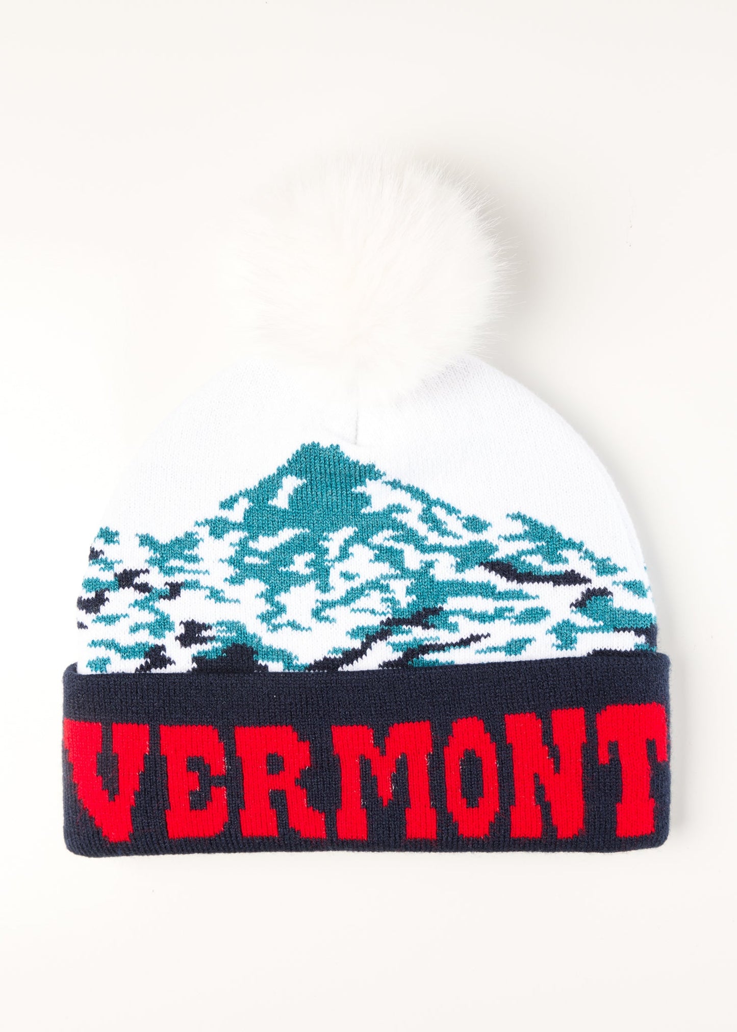 Vermont Cuffed Faux Fur Pom Beanie