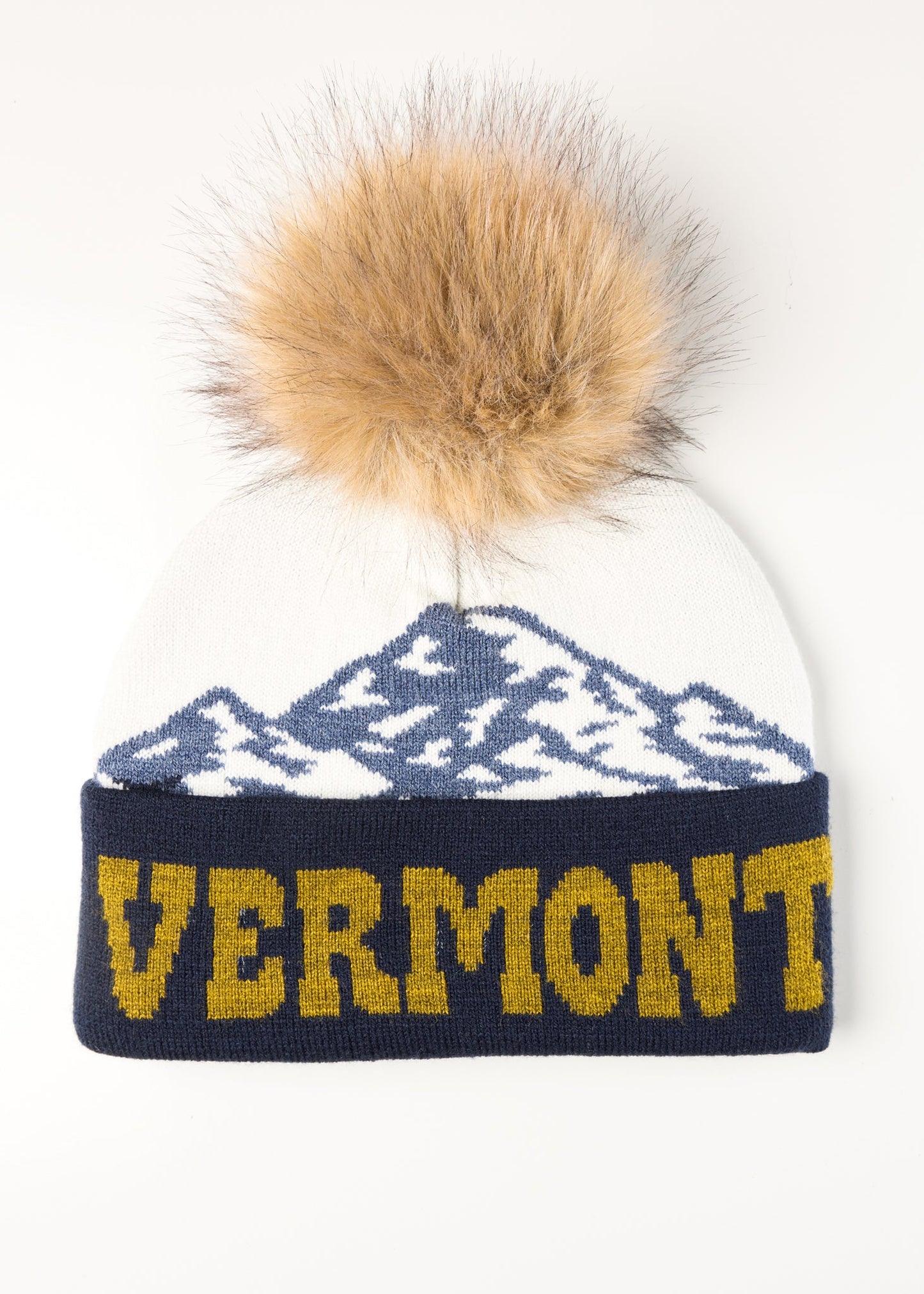 Vermont Cuffed Faux Fur Pom Beanie
