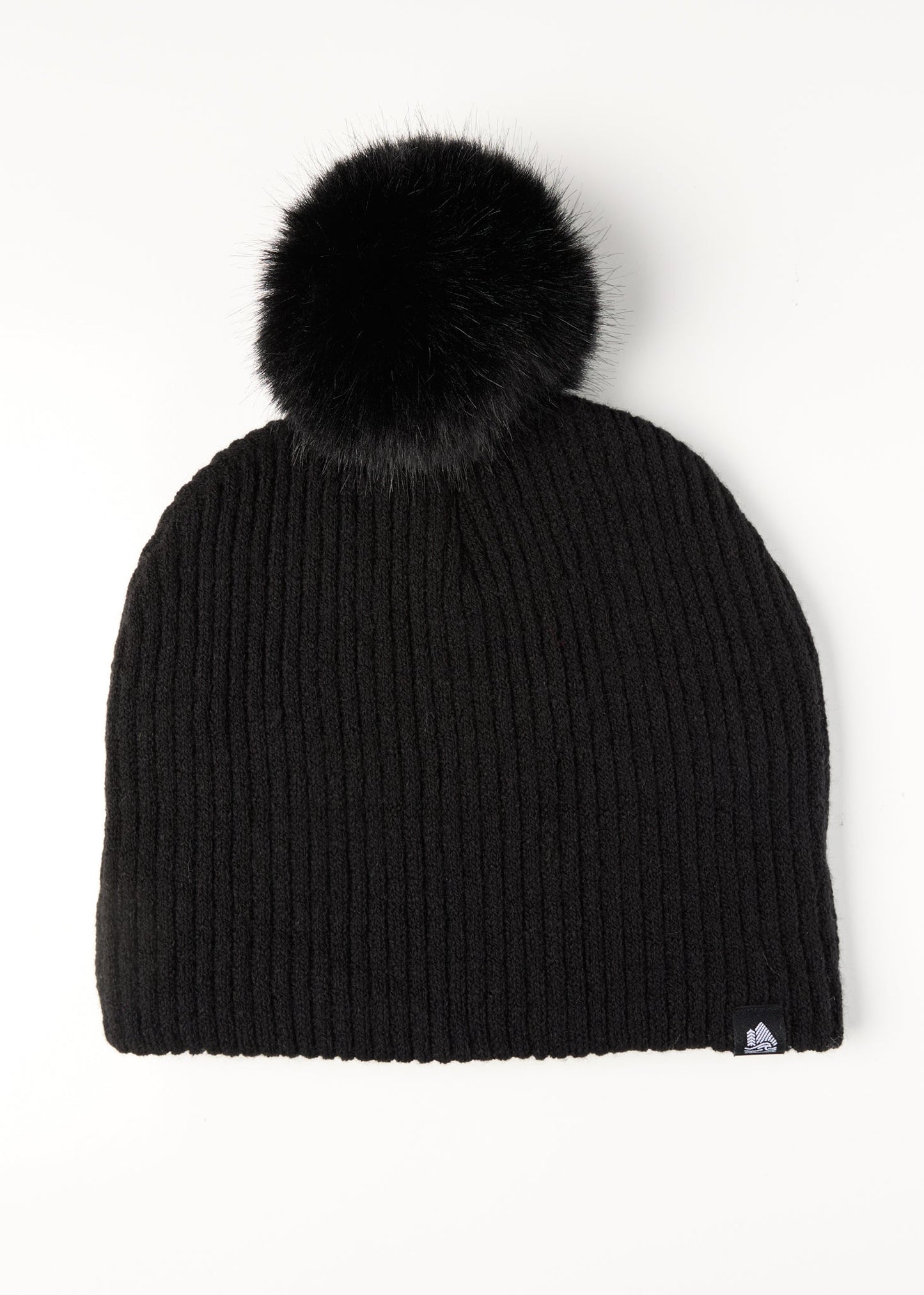 Chunky Rib Midi Faux Fur Pom Beanie