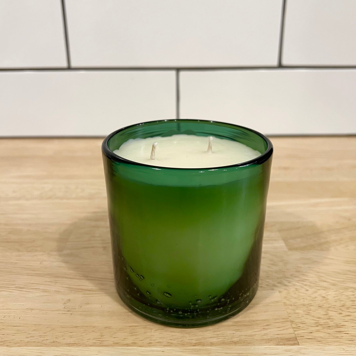 Fir Scented Blown Glass Candle