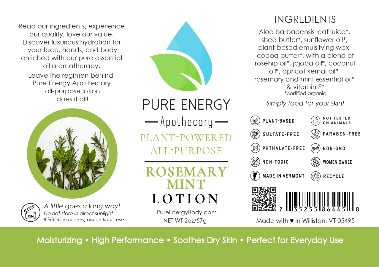 Natural All Purpose Lotion 2 oz (Rosemary Mint)