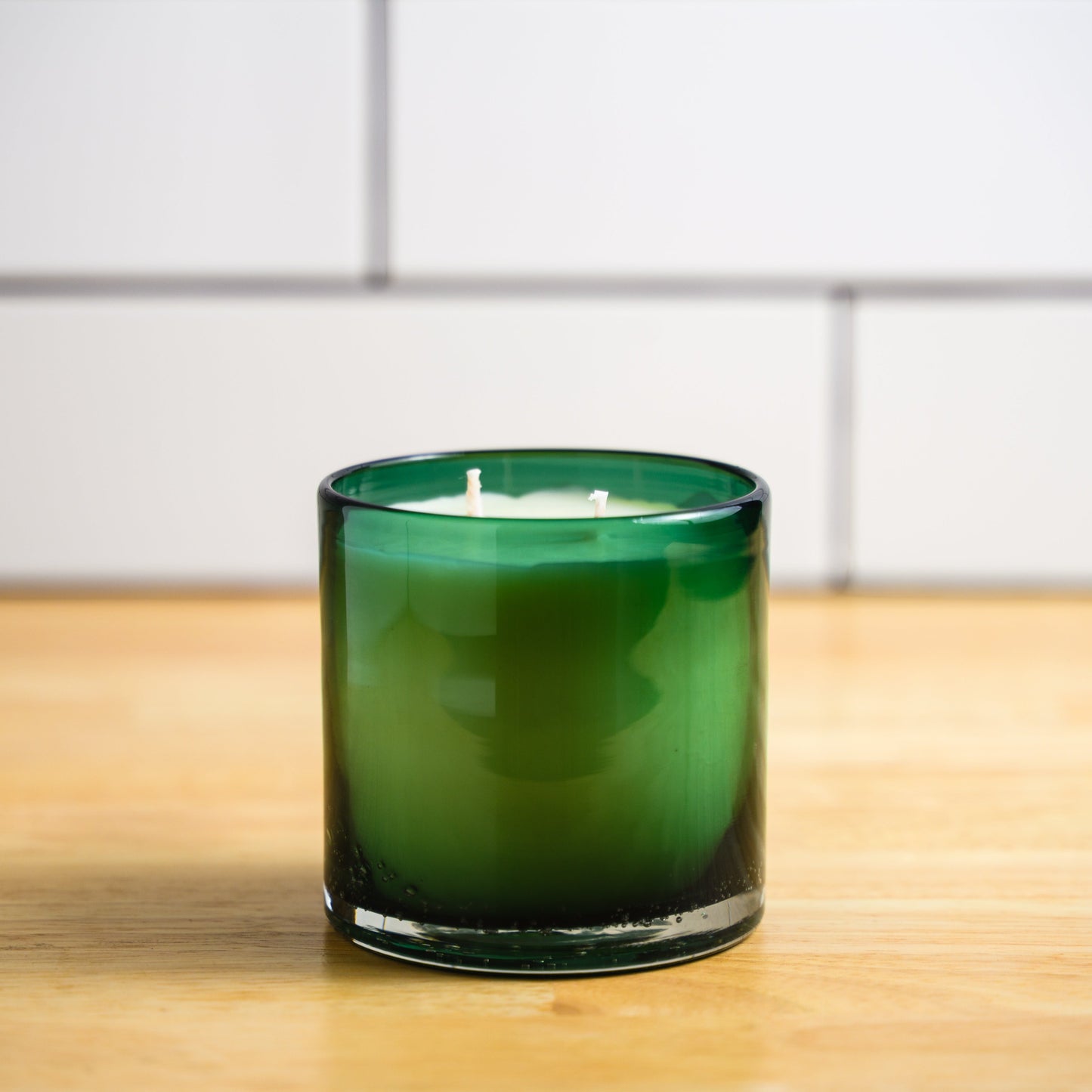 Fir Scented Blown Glass Candle